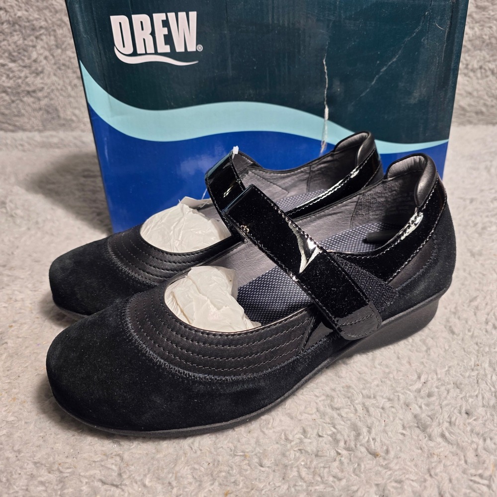 DREW‎ Genoa Suede Mary Jane Shoes Womens 7.5 WW Extra WIDE Orthopedic NEW